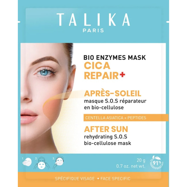 Talika Bio Enzymes Mask CICA REPAIR+ After Sun SOS Repair Mask In Bio-Cellulose — After-Sun-Pflege Talika Bio Enzymes Mask CICA REPAIR+ After Sun SOS Repair Mask In Bio-Cellulose — After-Sun-Pflege